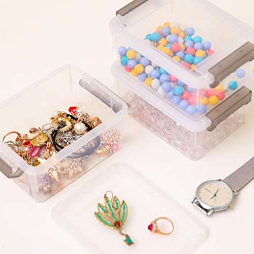 Citylife 8 Packs Plastic Bead Organizers 0.53 QT Clear Storage Containers with Lids for Craft Storage Small Storage Box, 5.28 x 3.86 x 2.36 Inches - color: Clear White, size: 0.53 QT(8 Pack)