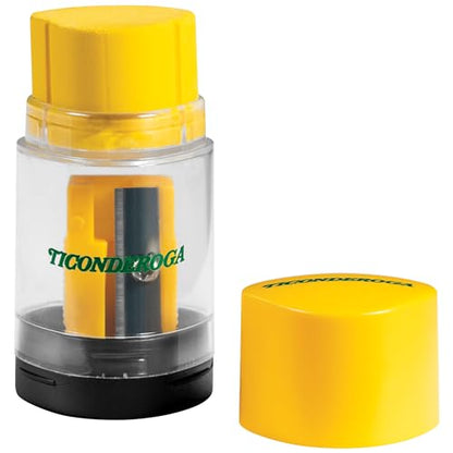 Ticonderoga Duo 2-in-1 Pencil Sharpener & Eraser, Yellow, 1 Count | Ideal for writing, drawing, schoolwork, classrooms and office use - size: 1 Count (Pack of 6)