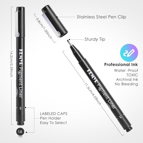 KEMYR 4 Pack 0.1 mm Fine Tip Black Fineliner Pens, Waterproof Pigment Ink | AP Certified Micro Drawing Pens With Archival Ink for Illustration, Journaling,Drawing,Sketching,Manga,Artists And Beginners - color: Black Micro Pens 4 PCS,0.1mm, style: 4 PCS,0.