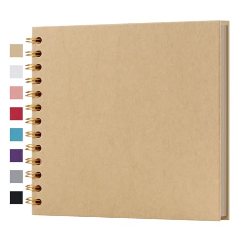 7 x 7 Inch Small DIY Scrapbook Photo Album 40 Pages, Yellow | Thick Kraft Paper Scrap Book Photo Albums, Memory Book for Wedding, Anniversary, Baby, Family, Travel, DIY Projects - color: Yellow, size: 7 Inch 40 Pages