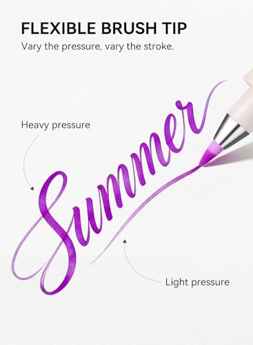 Arrtx Brush Pen 24 Colors for Journaling,Wear Resistance Tip | Water-Based Ink Brush Pens for Hand Lettering Sketching, Outline Drawing & Illustrations,Art & Creative Work