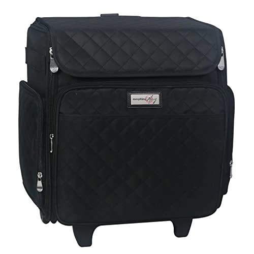 Everything Mary Rolling Scrapbook Tote – Black Quilted Craft Bag with Wheels – Storage Organizer for Scrapbooking, Papercraft, Art Supplies & Portable Craft Tools - color: Black Quilted