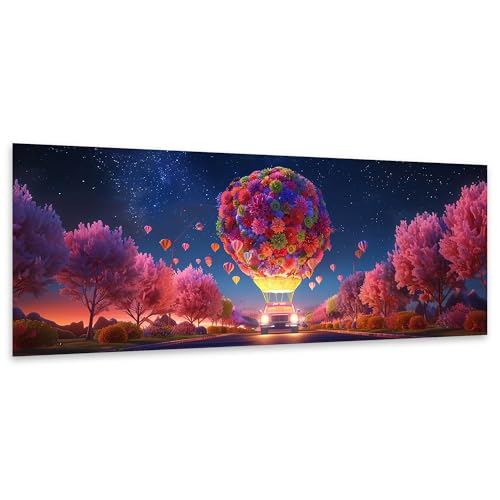 Ginfonr Large Diamond Art Kits for Adults, Valentine's Day Diamond Painting for Adults, Diamond Art Cherry Blossom Full Drill, Diamond Art Kits Rhinestone Craft for Home Wall Decor 31.5 x 11.81 inch - color: Fantasy Journey