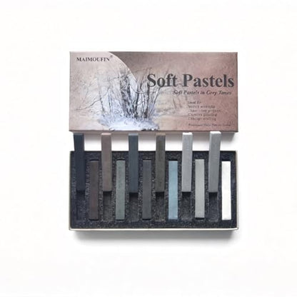 12-Pack Gray Tone Soft Chalk Pastel Sticks Artist Chalk | Square Blendable Soft Chalk Pastels for Artists Professional Grade, High Pigment, For Sketching, Drawing & Illustration - color: Grey