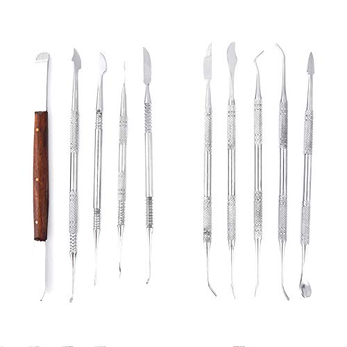 Wax Carving Tools - 10PCS Stainless Steel Wax Carvers Set Sculpture Chisel Tools Double-Ended Pottery and Polymer Clay Tools and Carrying Case