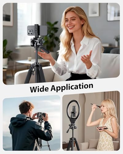 UBeesize 74" Camera Tripod with Phone Holder and Remote, Heavy Duty Tripod Stand with Portable Bag for Phone and Camera, Compatible with DSLR Cameras, Cell Phones, Spotting Scopes and Binoculars - size: 74Inches