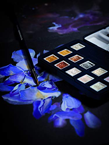 Van Gogh Watercolor Paint Set, Plastic Pocketbox, 12-Half Pan Specialty Metallic & Interference Colors Selection - color: 12 Metallic/Interference (Plastic Pocketbox), style: Half Pan