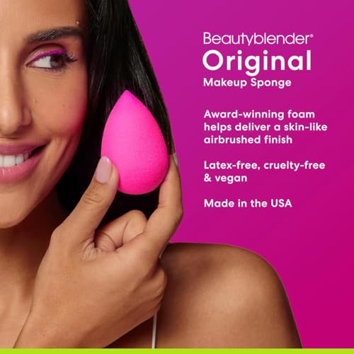 Beautyblender Original Pink Makeup Sponge | Super-Soft Blending Foam for Foundations, Powders and Creams | Reusable & Washable, Vegan & Cruelty-Free, Streak-Free Finish - color: Original Pink