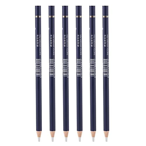 White Blending Smudge Stick Tortillon Set, 6 Pastel Sketching Tools for Blending, Shading & Mixing Colors with Charcoal & Graphite