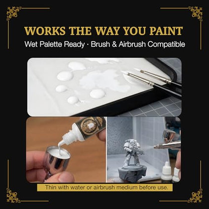 Ludus Bellum Miniature Paint White Color 18ml Precision Dropper Bottle | Professional Acrylic Paint for Miniatures & Models, Provides Quality Acrylic Tones and Shades for Warhammer 40K D&D Figures - color: White