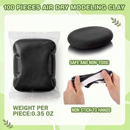 VioraWhite 100 Pcs Air Dry Clay Bulk Modeling Clay for Kids Lightweight Foam Modeling Clays DIY Molding Clays for Kids Adults Crafts Gifts School Project Supplies (Black) - color: Black