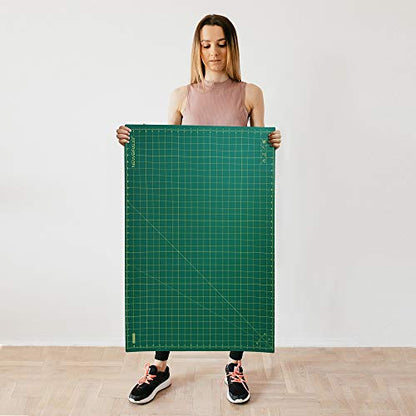 NEWBRAUG 24'' × 36'' Large Self Healing Gridded Rotary Cutting Mat, Big Double Sided 5-Ply Cutting board for Sewing, Quilting, Craft, Fabric & Scrapbooking(Green/Black)… - color: Green & Black, size: 24"L x 36"W