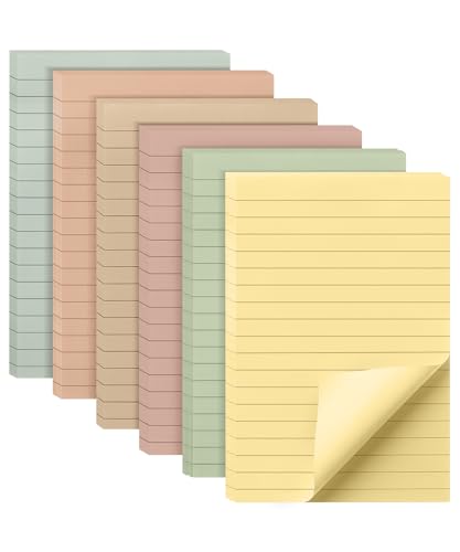 Mr. Pen- Lined Sticky Notes, 4" x 6", 6 Pads, 45 Sheets/Pad | Sticky Notes with Lines, Ruled Post Stickies, Memo Pads, Self-Stick Note Pad for Office, School, Home, Study - color: Vintage, size: 4 x 6 inches, 6 Pads