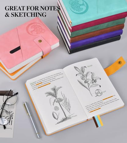 PAIBAS Blank Journal Notebook, A5 Hardcover Leather Sketchbook with 200 Pages Thick Blank Paper for Men Women, Unlined Drawing & Writing Journal, 5.9" x 8.4" Plain Notebook (yellow) - color: Yellow, size: Blank Page