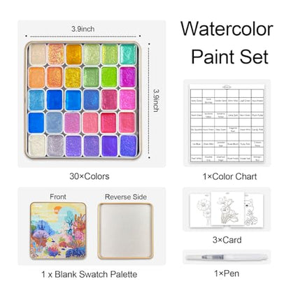 Mini Shifting Watercolor Paint Set, 30 Matellic Color - color: Elysian Habitat Spanning A Hundred Thousand Miles