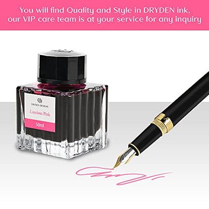Fountain Pen Ink Bottle Luxury Edition, (Luscious Pink) Fountain Pen Bottled Ink. Compact Designed Bottle (Model: Smooth Flow 50ml) - color: Pink [Luscious Pink] Ink Bottle