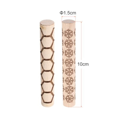 HARFINGTON 2pcs Wood Clay Roller 4"Snowflake Hexagon Pattern Rolling Pins Pottery Tools Wood Grain Texture Rollers for Clay Baking Dough Playdough DIY - style: Snowflake + Hexagon