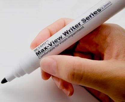 (Bullet Tip-2.2mm,PACK of 3,Black Water-Based ink) Max-View Writer Bold Writing Pen, Low Vision Assistive Writing Tool for Visual Impairment,Odorless,Non-Toxic,No Oil,Alcohol Free