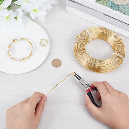 BENECREAT 180 Feet 12 Gauge Jewelry Making Craft Wire Aluminum Wire Bendable Metal Sculpting Wire for Bonsai Trees, Floral, Arts Crafts Making, Light Champagne - color: Light Champagne