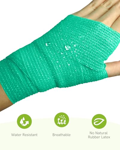 FriCARE Self Adhesive Bandage Wrap, Medical Tape in First Aid Kit | Elastic Cohesive Bandages for Sports/Vet/Wrist Ankle Wounds, 2 Inches X 5 Yards, Latex-free 6 Rolls, Quartz Glow - color: Quartz Glow