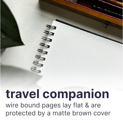 Strathmore 400 Series Watercolor Paper Art Book, Matte Brown Cover, Natural White, Side Wire Binding, 20 Sheets, 8.5x5.5 inch - size: 8.5x5.5 inch, style: Side Wire
