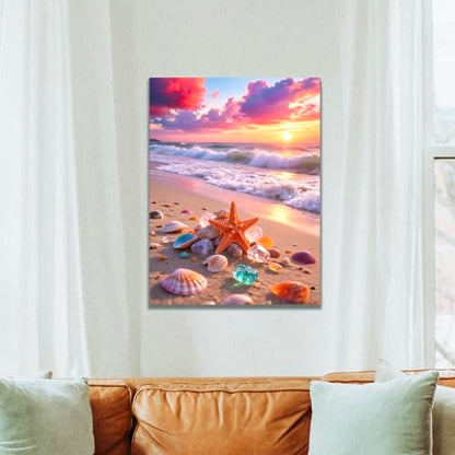 Muzagroo Paint by Numbers Oil Painting Kits for Adults DIY Beach Oil Painting for Beginners Hand Crafts Kits with Brushes and Acrylic Paints 16x20 inches (Beach) - color: Beach