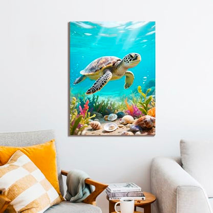 Muzagroo Art 5D Diamond Paintings Kits for Adults Sea Turtle Round Full Drill Diamonds Art Kits for Beginners Diamond Art Paintings Gem Art Kits Diamond Dots 11.8x15.8in (Sea Turtle) - color: Sea Turtle 2
