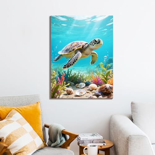 Muzagroo Art 5D Diamond Paintings Kits for Adults Sea Turtle Round Full Drill Diamonds Art Kits for Beginners Diamond Art Paintings Gem Art Kits Diamond Dots 11.8x15.8in (Sea Turtle) - color: Sea Turtle 2
