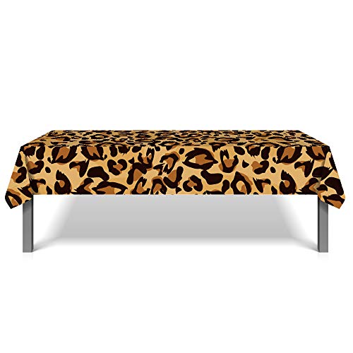1Pc Leopard Print Party Plastic Tablecloth 54 x 87 Inch Long Table Cover, Jungle Animal Wild Leopard Texture Wedding Baby Shower Party Holiday Dinner Picnic Tablecloth for Kitchen Event Use - color: Leopard Print