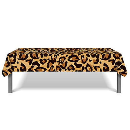 1Pc Leopard Print Party Plastic Tablecloth 54 x 87 Inch Long Table Cover, Jungle Animal Wild Leopard Texture Wedding Baby Shower Party Holiday Dinner Picnic Tablecloth for Kitchen Event Use - color: Leopard Print