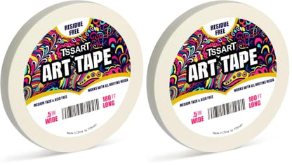 White Art Tape Medium Tack - Masking Artists Tape for Drafting Art Watercolor Painting Canvas Framing - Acid Free 1/2Inch/ 0.5inch Wide 180FT Long (Pack of 2) - size: 0.5inch (Pack of 2)