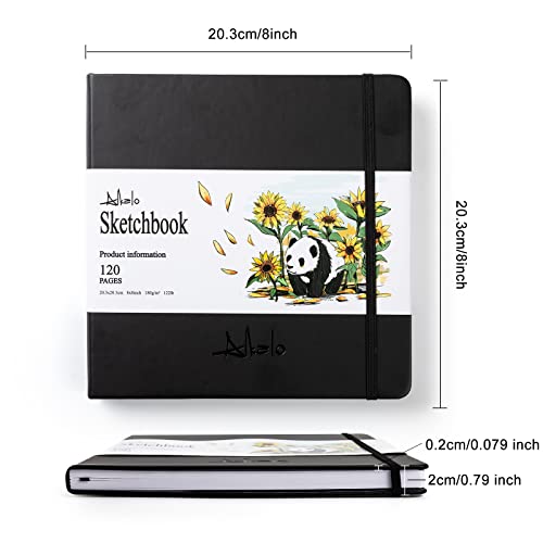 Sketchbook for Drawing, 120 Pages Sketch Book, 122LB/180GSM Thick Paper - color: Back, size: Medium (8×8INCH)