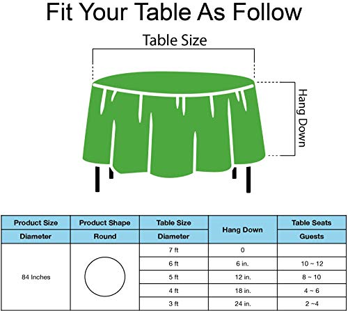 PARTY ULYJA Lime Green Plastic Tablecloths 2 Pack - 84 Inch Circle Disposable Table Covers for 6 ft Round Tables - Light Green for Baby Shower, Birthday, Wedding Parties - color: B03 Lime Green