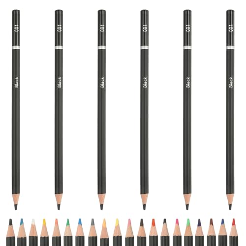 PATIKIL Colored Pencils, Black Color Drawing Pencils with Oil-Based Cores Art Scrapbook Supplies for Adult Coloring Books Artists Beginners Drawing Sketching, 6 Pcs - color: Black