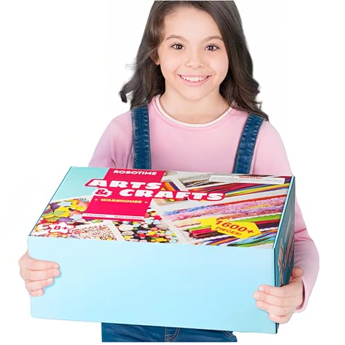 ROBOTIME Ultimate Craft Gift for Girls Ages 8-12 | All-in-One Creative Arts & Crafts Kit with 1600+ Pieces | DIY Maker Warehouse for Beginner Kids 8-12