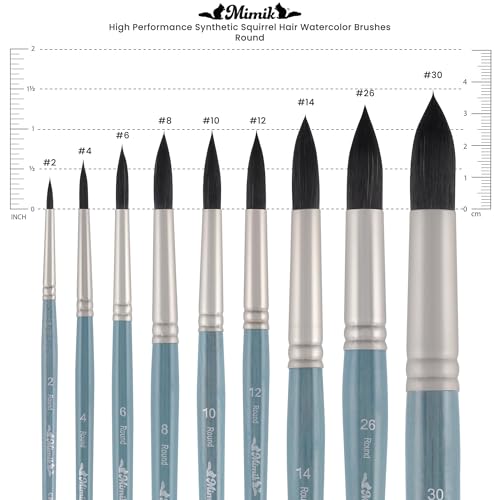 Creative Mark Mimik Professional Watercolor Brushes - XL Round Set of 3 - Synthetic Squirrel Hair - Natural Bristle Artist Brushes for Watercolors, Gouache & Acrylics