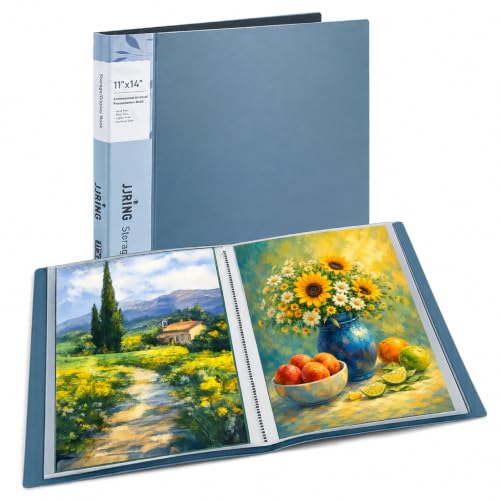 11x14 Blue Art Portfolio Folder Displaying 48 Pages with Plastic Sleeves - color: Blue, size: 11*14