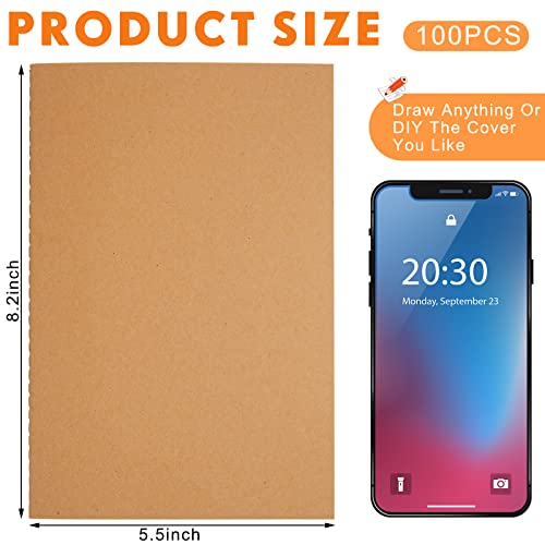 Mimorou 100 Pcs A5 Journals Notebooks Bulk,Brown,Unlined - color: Brown, style: Unlined