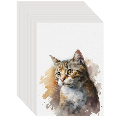 100PCS 5x7 Watercolor Paper Bulk, 140lb/300g Cold Press Thick Water Color Paper Pad for Child Adult, White Art Paper for Drawing Painting Markers Gouache, Textured Cotton Paper Sheets - color: White-100pcs, size: 5x7