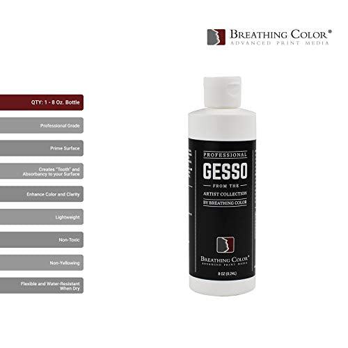 White Gesso Canvas Primer Bundle 8 oz. with Application Brush and Sandpaper. Keep Paint from Absorbing! Whether Acrylics, Oils, Watercolors or Pastels, Make Every Painting Look its Absolute Best - size: 8 oz Bundle