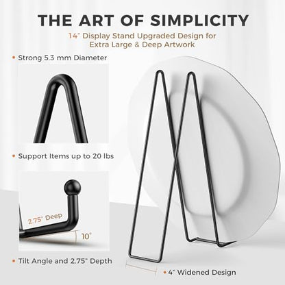 TR-LIFE 14 Inch Heavy Duty Plate Stand (4 Pack) - Metal Display Easel for Large Plates, Platters, Picture Frames, Signs, and Posters - size: 14 Inch