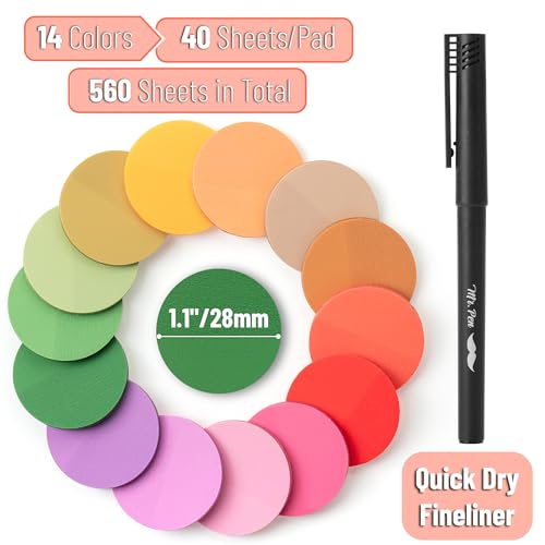 Mr. Pen- Round Transparent Sticky Notes, 1.1” Diameter, 14 Pads, 560 Sheets - color: Spring Meadow, size: 560 pcs