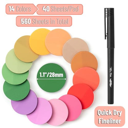 Mr. Pen- Round Transparent Sticky Notes, 1.1” Diameter, 14 Pads, 560 Sheets - color: Spring Meadow, size: 560 pcs