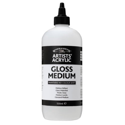 Winsor & Newton Professional Acrylic Medium, Gloss Medium, 500ml | Extends acrylic paint while increasing gloss and maintaining color intensity for smooth, even application. - color: Gloss Medium, style: 500ml (16.9-oz)