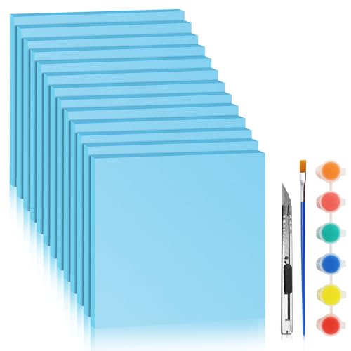 Blue 13 Pack 12x12x0.5 inch Foam Sheets 0.5 Inch Thick | Polystyrene Rectangles XPS Foam Board Craft for Insulating DIY Modeling Art Supplies - color: blue, size: 12x12x0.5 inch 13pack