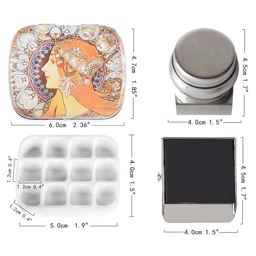 Portable Travel Watercolor Palette, Mini Metal Tin Box,12-Well Empty Tins - color: Outdoor Painting Set-mucha