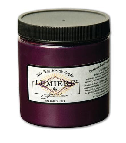 Jacquard Lumiere 8oz Fabric Paint Burgundy - Metallic Paint for Fabric, Leather, Canvas, Paper and Wood - Light-bodied Metallic Acrylic Paint - Lightfast & Vibrant Metallic Acrylic Paints - color: Burgundy, size: 8 Fl Oz (Pack of 1)