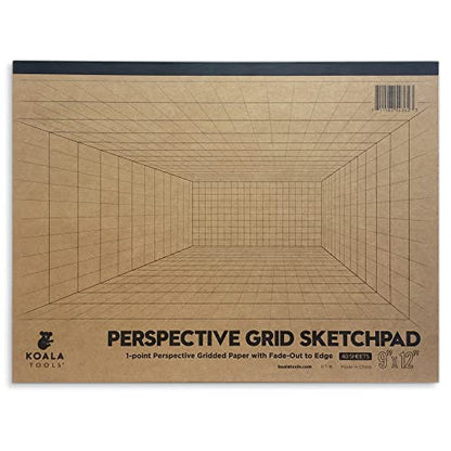 Koala Tools | Drawing Perspective (1 and 2-Point) Large Sketch Pad (1 Point - 9 x 12) - size: 1 Point - 9 x 12