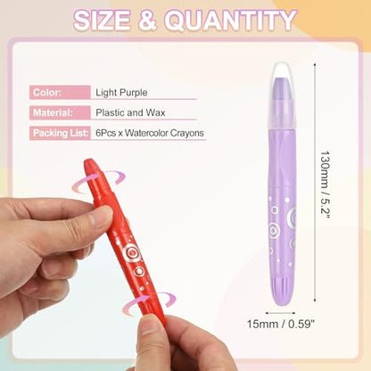 PATIKIL Watercolor Gel Crayon, 6Pcs Washable Twist Crayons for Coloring, Drawing, Painting, Light Purple (5.2x0.59) - color: Light Purple