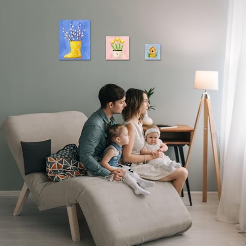 Halobios Stretched Canvases for Painting with 4x4 Inch, 6x6 Inch, 8x10 Inch, 3 Packs Pinting Blank Canvases for Acrylics,Oils & Other Painting Media, 5/8 Inch Profile 100% Cotton Artist Framed Canvas - size: 3 Pack Mixed - 8×10IN 6×6IN 4×4IN